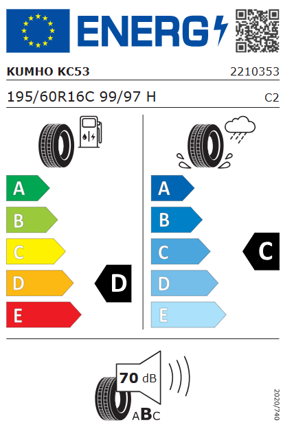 Kumho 195/60 R16 99/97H 6PR KC53 Yaz Lastiği 2025