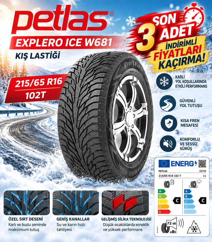 PETLAS 215/65 R16 KIŞ LASTİĞİ İNDİRİMLİ FİYATLARI KAÇIRMA LASTİKCİYİZ.COM